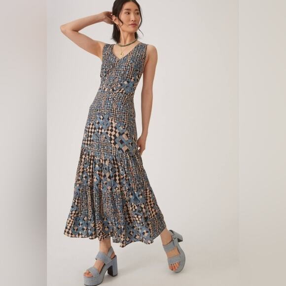 New Anthropologie Let Me Be Flounced Maxi Dress Size Small Multicolor small - Picture 1 of 11